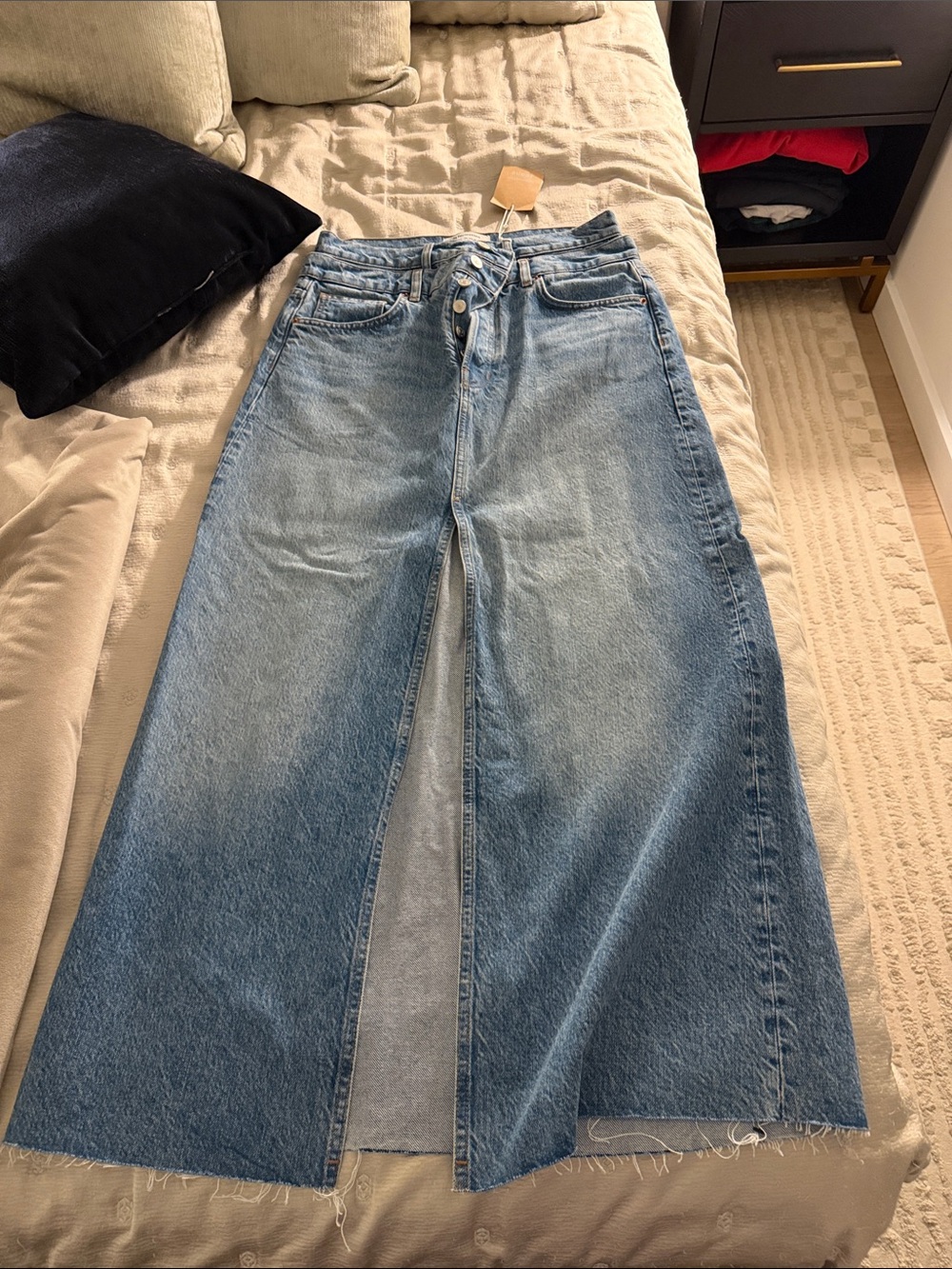 Reformation Light Blue Wide-Leg Split Hem Jeans
